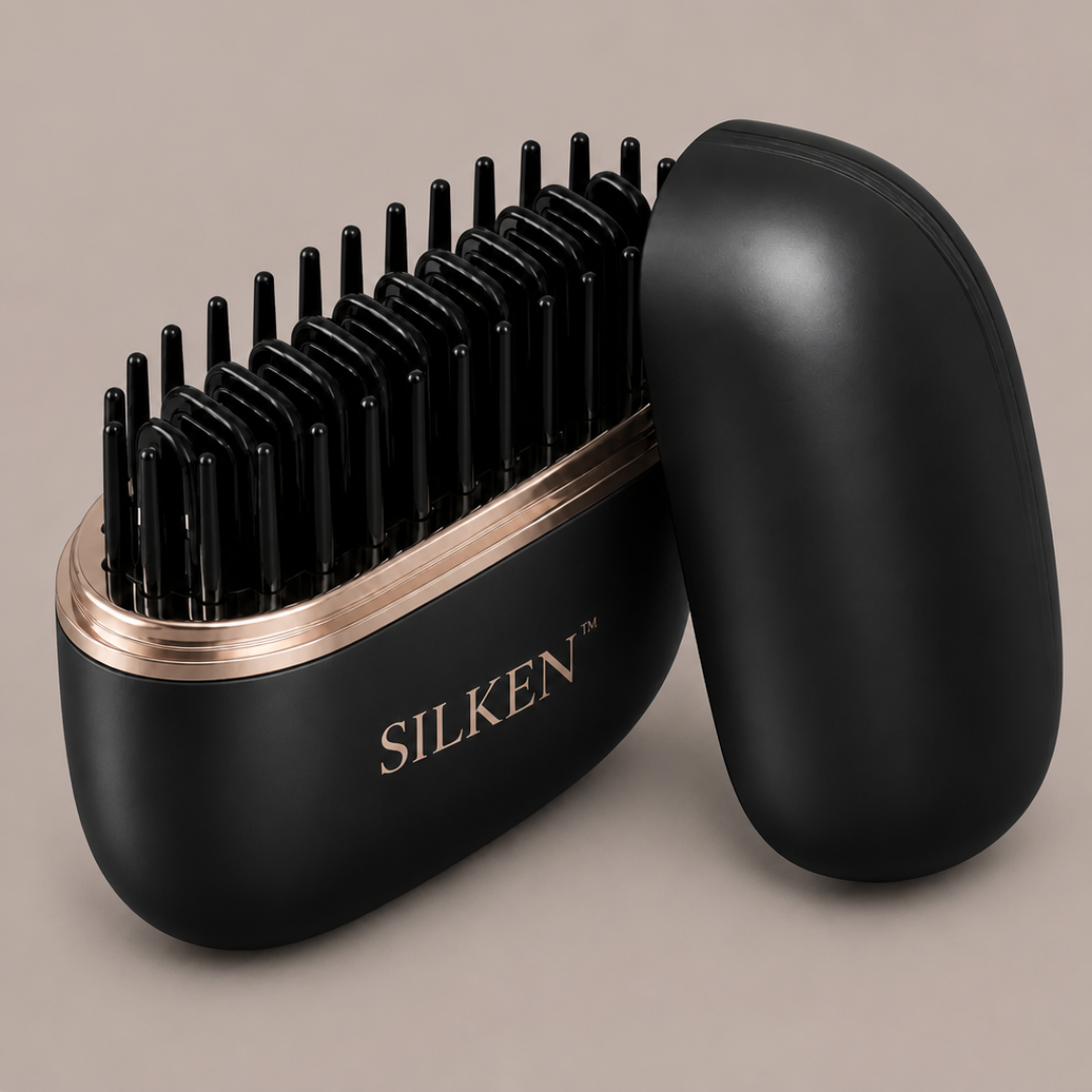 SILKEN™ pocket straightening brush, one pass, no cord