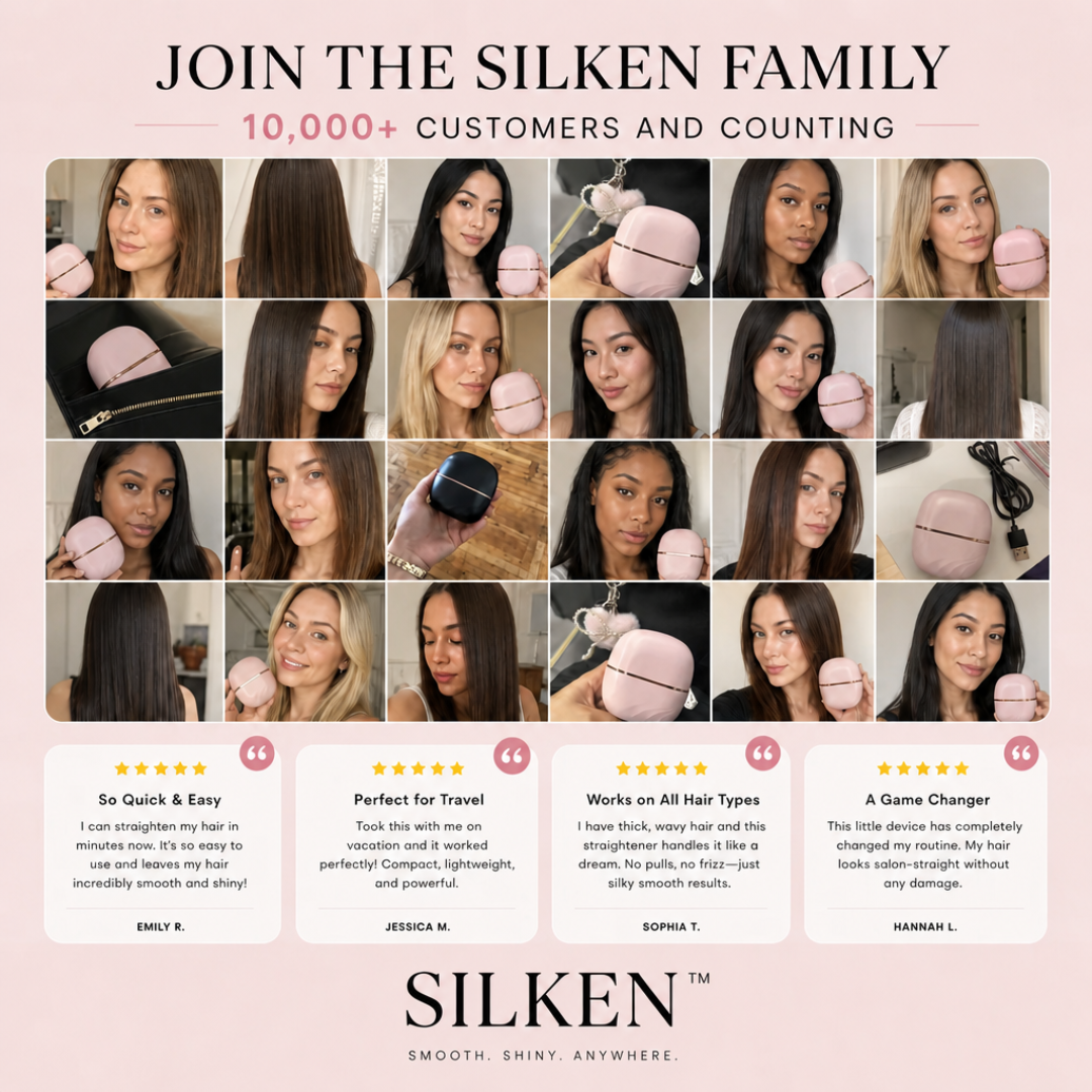 SILKEN™ pocket straightening brush, one pass, no cord